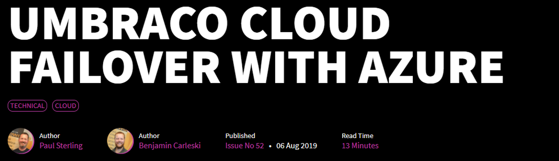 Paul and Benjamin Publish Techniques for Umbraco Cloud Failover with Azure